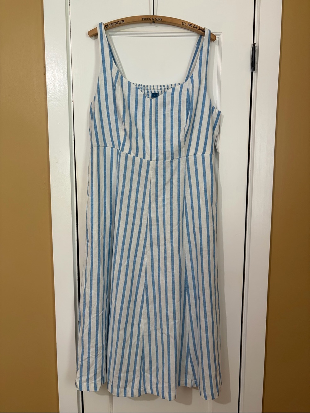 Old Navy Blue and White Striped Midi Dress